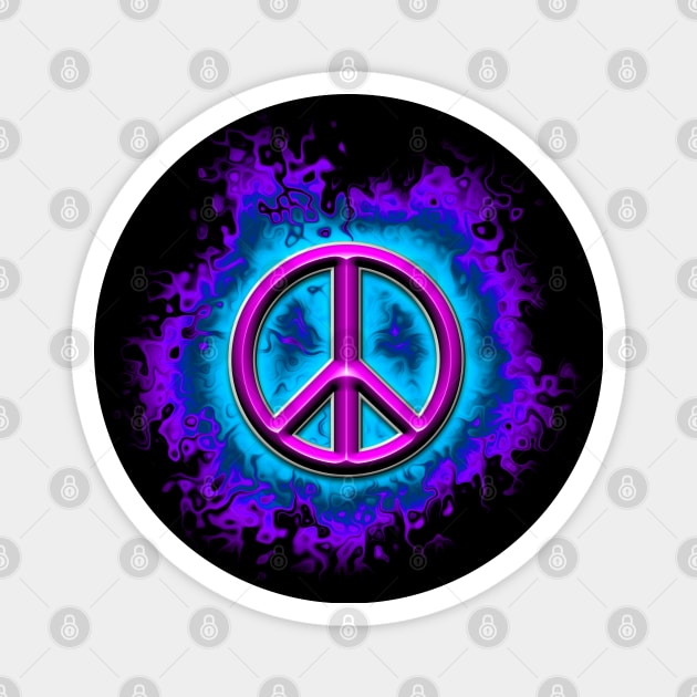 pink fire peace sign Magnet by DrewskiDesignz